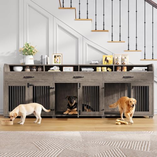 95" Dog Crate Furniture, Multi-Functional TV Stand with Storage, view 4