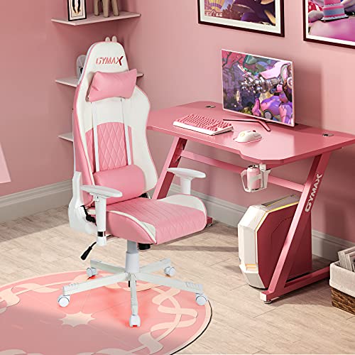 Gaming Chair, Pink Ergonomic High Back Computer Chair with Headrest & Lumbar Support, Racing Style Desk Task Rolling Chair for Home Office Gaming Working Studying
