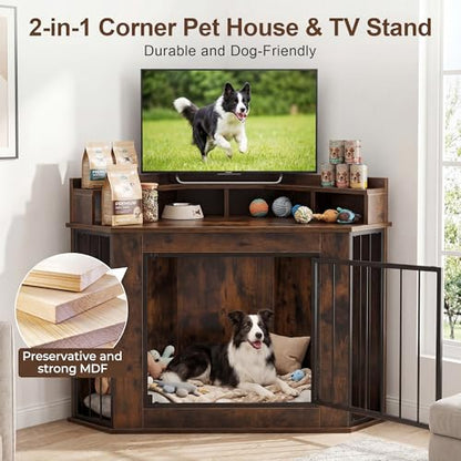 Corner Dog Crate Furniture for Small, Medium Dogs, view 4