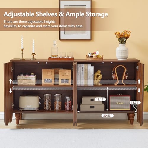 63" Buffet Cabinet with Scalloped Arched Doors, view 5