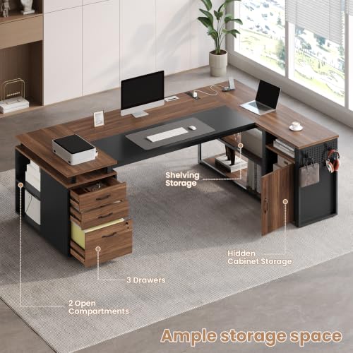 71" Executive Desk with Lockable File Cabinet, view 6