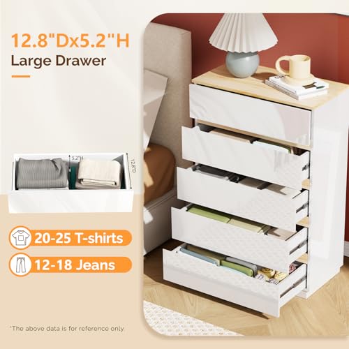 5 Drawer Dresser for Bedroom, 45" H Tall Dresser Chest of Drawers, view 4