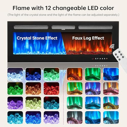 80'' Floating TV Stand with 40" Electric Fireplace, view 7