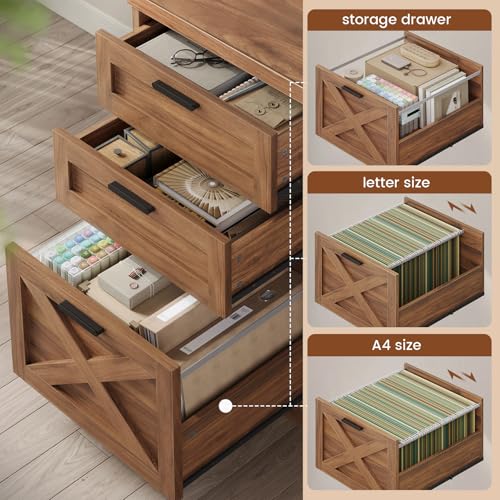 55.1" Farmhouse Executive Office Desk with 3 Drawers for Home Office, view 4