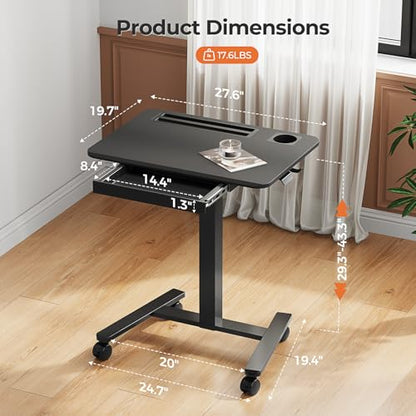28" Mobile Standing Desk with Drawer, Portable Laptop Desk, view 3