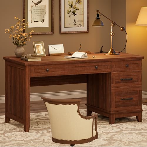 53.5" Executive Desk with Power Outlet, Home Office Desk with Drawers, view 7