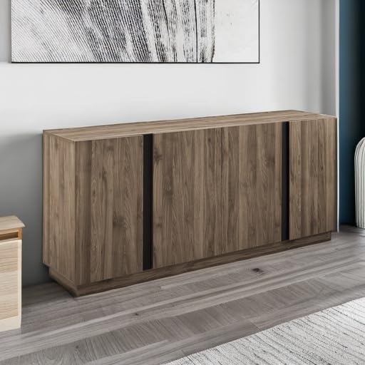 Liss Contemporary 4-Door Minimalist Sideboard 70 Inch Slate Grey