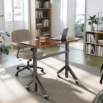 28-46" Small Standing Desk Adjustable Heigh, Mobile Stand Up Desk with Wheels, view 3