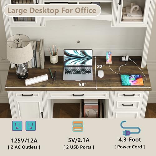 Farmhouse 76" Height Executive Desk with Hutch, view 5
