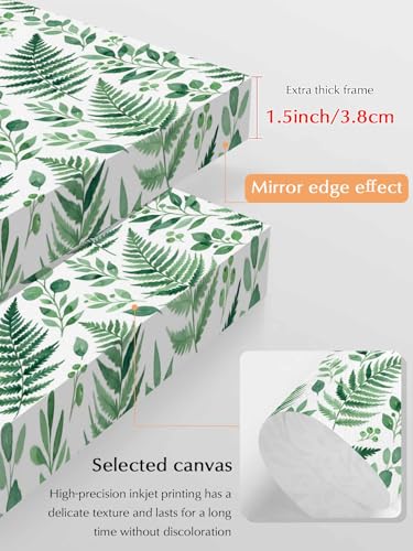 NuYeBiofx Watercolor Botanical Fern Fronds Canvas Wall Art Prints,40"x28" Framed Picture Artwork Green Leaves Printed Canvas Oil Painting for Living Room Bedroom Office,Ready to Hang