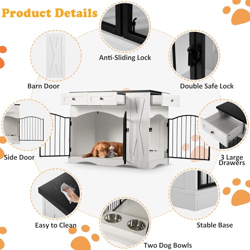 43" Decorative Dog Crate Furniture for Medium/Large Dogs with Storage, view 4