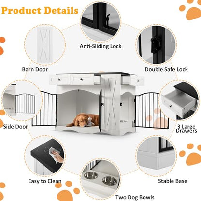43" Decorative Dog Crate Furniture for Medium/Large Dogs with Storage, view 4