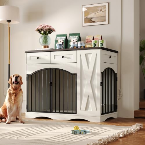 Farmhouse Style Dog Crate Furniture, Indoor Dog Kennel for Large Dogs