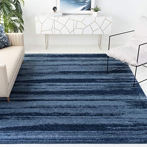SAFAVIEH Retro Collection Area Rug - 8' x 10', Light Blue & Blue, Modern Abstract Design, Non-Shedding & Easy Care, Ideal for High Traffic Areas in Living Room, Bedroom (RET2693-6065)