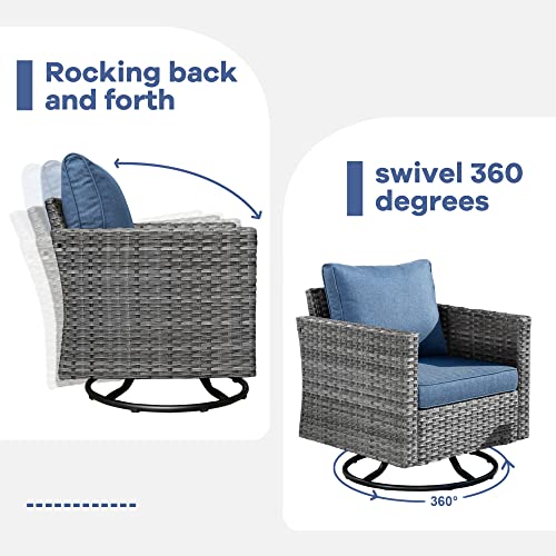 8 Pieces L Shaped Outdoor Patio Sectional Furniture With Swivel Chairs, view 4