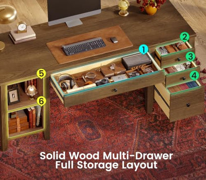 Solid Pine Wood Computer Desk, view 7