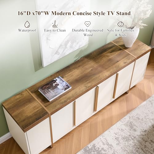 Modern 70" TV Stand Media Console for 80" TVs,Large Concealed Storage, view 5