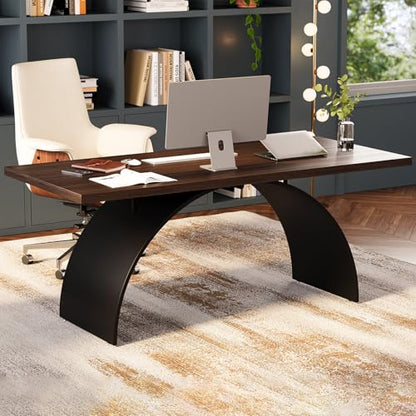 70.9" Industrial Style Desk, Office Writing Desk Walnut Desk Modern Computer Desk Home & Office Furniture