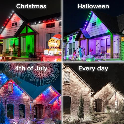 Eternity Permanent Outdoor Lights, 100ft with 72 RGBWIC LED Lights, App‑Controlled, Cuttable, Christmas, Accent & Year‑Round Eave Lighting, Works with Alexa & Google Home, 82730