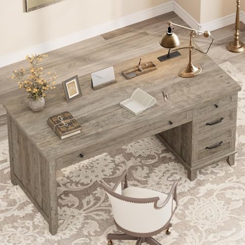 Farmhouse Home Office Desk with Power Outlets & USB Ports, view 6