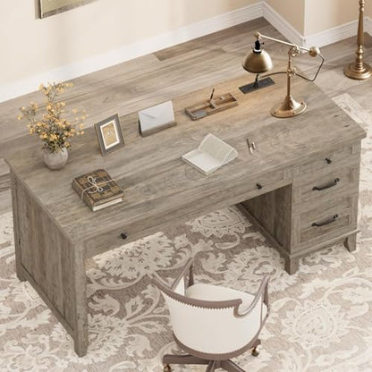 Farmhouse Home Office Desk with Power Outlets & USB Ports, view 6