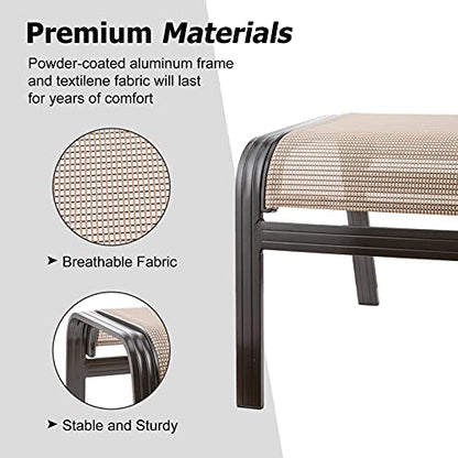 Outdoor Patio Footstools Aluminum Outdoor Ottomans Footrest Small Seating Wicker Furniture Patio Ottoman 2 Pieces Brown