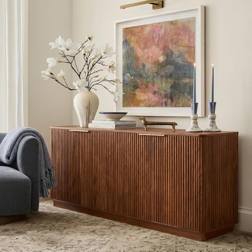 63" Sideboard Buffet Cabinet with Storage, 31.6" H Modern Fluted Accent Credenza, view 4