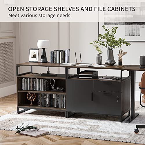 66 Inch L Shaped Standing Desk with Drawers & Shelves, view 6