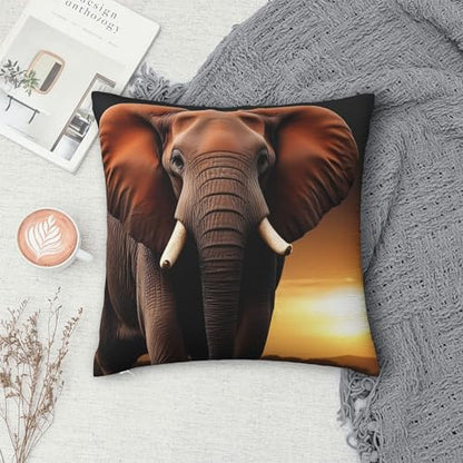Elephant sunset in Kenya throw pillow cover, view 7