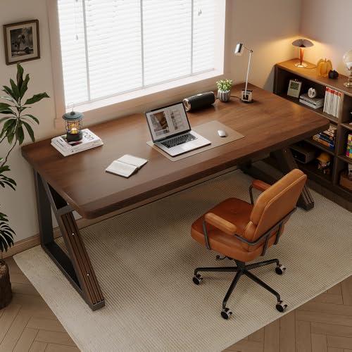 Mid-Century Modern Wood Office Desk with Thick Desktop, view 4