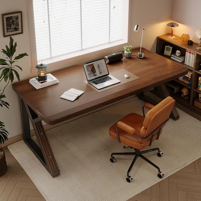 Mid-Century Modern Wood Office Desk with Thick Desktop, view 4