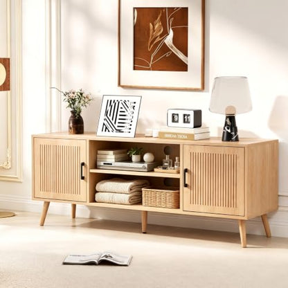 Modern Oak TV Stand with Storage, view 2