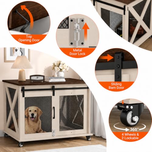 Dog Crate Furniture, 37" Dog Kennel Furniture, Farmhouse Dog Crate, view 6