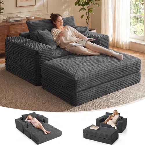 Oversized Chaise Lounge Chair with Ottoman Indoor, 82" Sofa Chair Bed, view 2