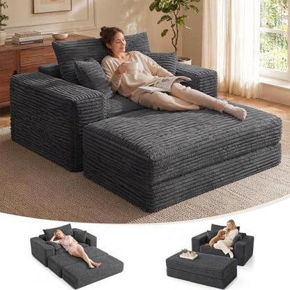 Oversized Chaise Lounge Chair with Ottoman Indoor, 82" Sofa Chair Bed, view 2