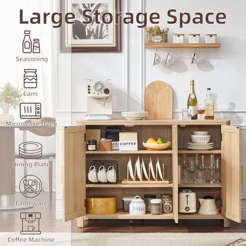 Sideboard Buffet Cabinet with Storage, 46" Arc-Shaped Credenza, view 4