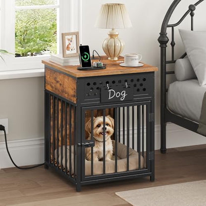 Dog Crate Furniture with Charging Station for Small Dogs, view 5