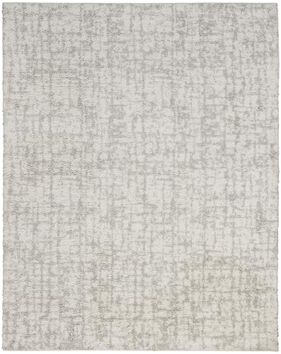 Home Modern Shag Ivory Grey 7'10" x 9'10" Area Rug - Easy Clean, Non Shedding, Bed Room, Living Room, Dining Room, Kitchen (8' x 10')