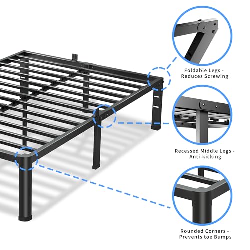 20 Inch Queen Bed Frame with Round Corners No Box Spring Needed, view 5