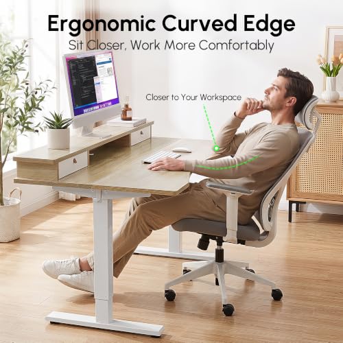 55''*28''Standing Desk with Drawers&Cable Management, Maple, view 6