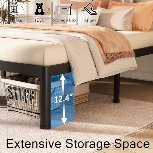 Heavy Duty Steel Bed Frame with Round Edges, Black, view 6