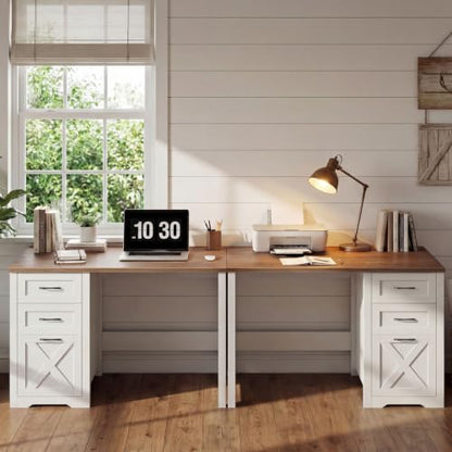 Farmhouse 47” Executive Desk with A File Drawer, Unique White, view 8