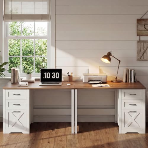 Farmhouse 47” Executive Desk with A File Drawer, Unique White, view 7