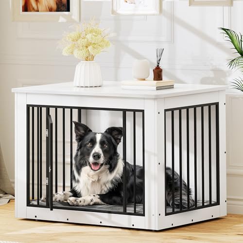 38.2" Dog Crate Furniture 2-in-1 Iron-Wood Fusion up to 60 lb, view 7