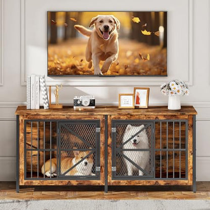 71 Inch Double Dog Crate Furniture for 2 Dogs, view 5