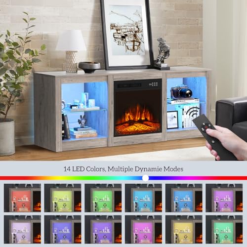 Electric Fireplace TV Stand with 18 inch Fireplace Up to 65" TVs-Led, view 4