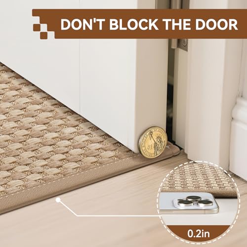 Door Mat Indoor Entrance Front Entry Mats,17''x30'',Brown, view 7