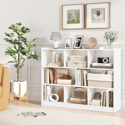 8-Cube Bookcase, Wood 3 Tier Open Storage Bookshelf, view 3
