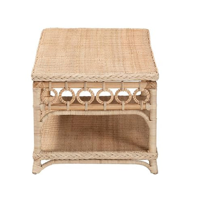 Oxford Natural Rattan Furniture with Braided Edges and emblished Decorative Ring Design, Coffee Table