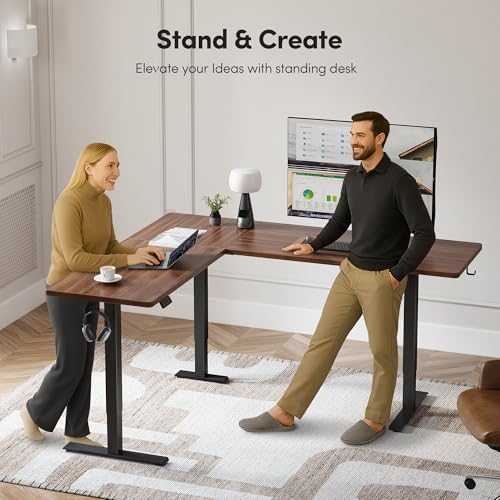 75“ x 63" L Shaped Standing Desk Adjustable Height, Electric Corner Desk, view 5
